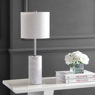 Aksel 25.5" Marble LED Table Lamp, White, Chrome