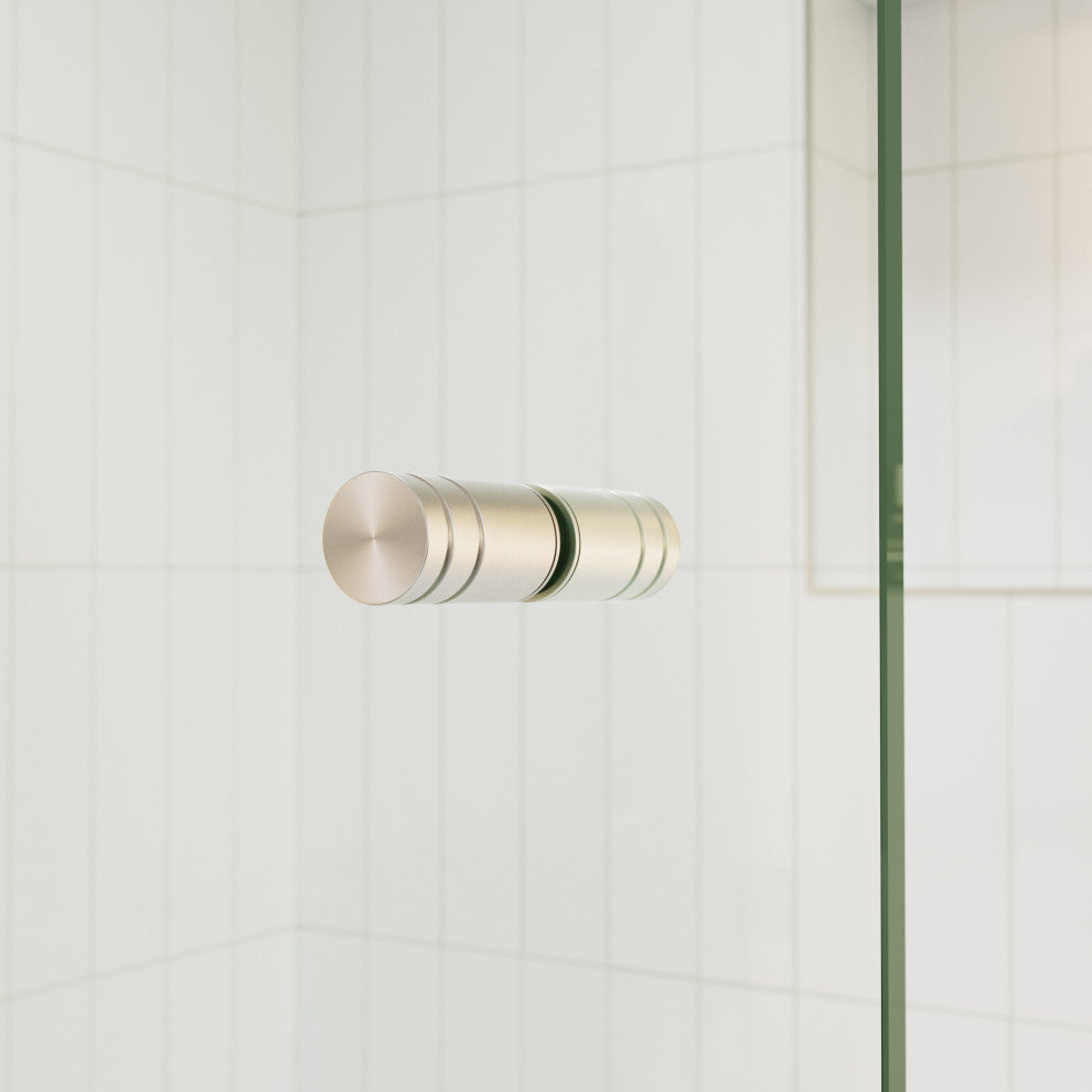 58.25"x56" Frameless Shower Bath Door Wall Hinge, Brushed Nickel