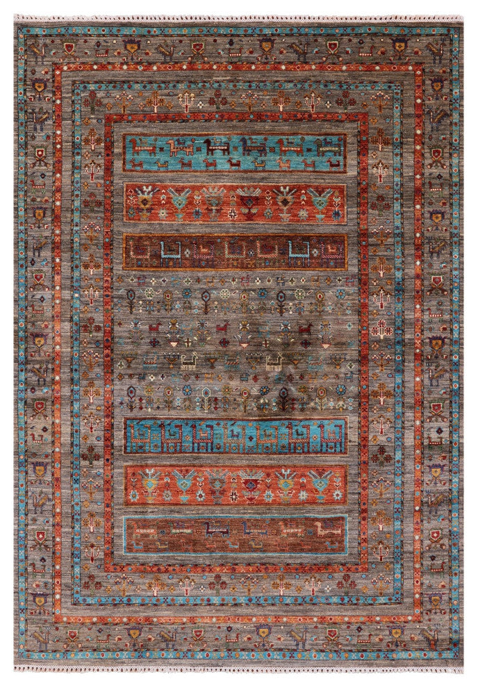 5' 9" X 8' 0" Handmade Tribal Persian Gabbeh Wool Rug - Q12358