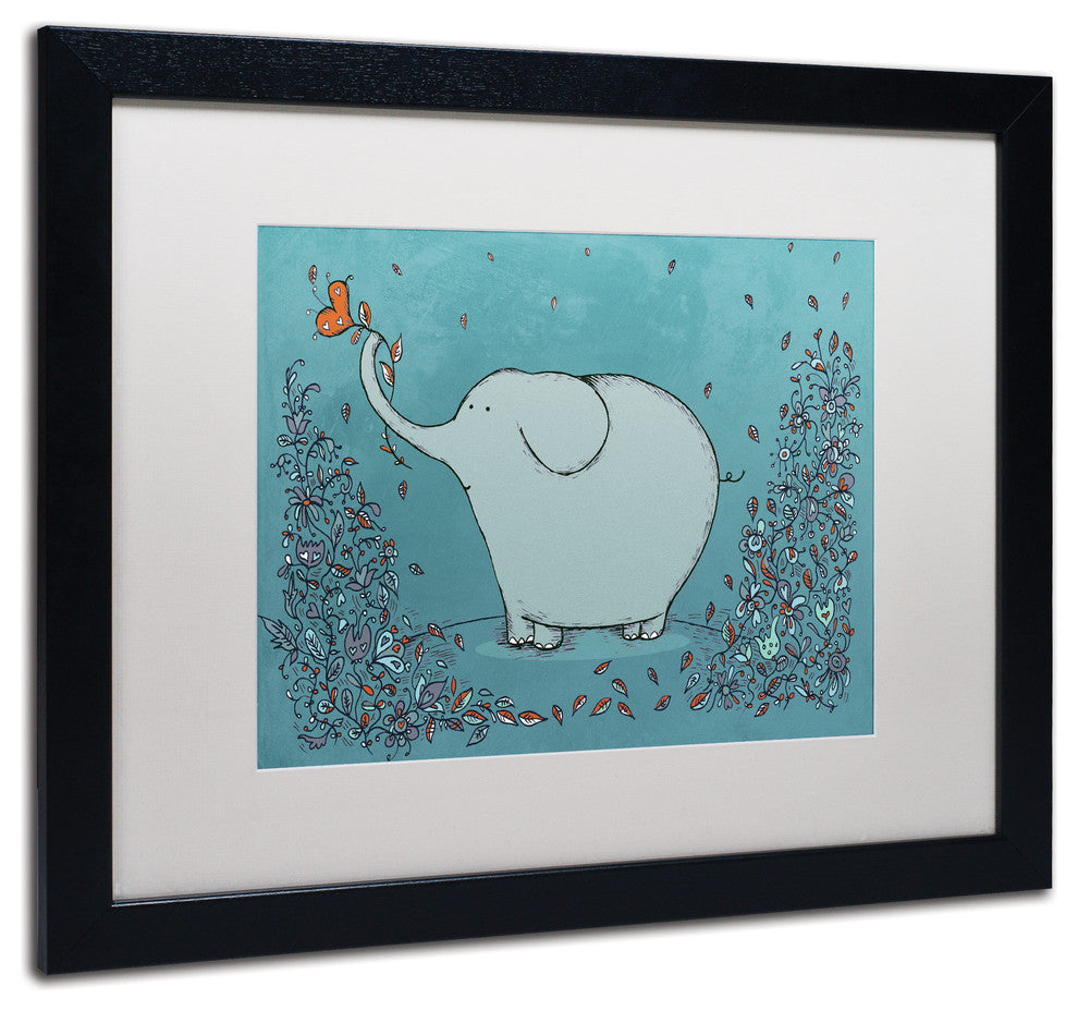 'Garden Elephant' Matted Framed Canvas Art by Carla Martell