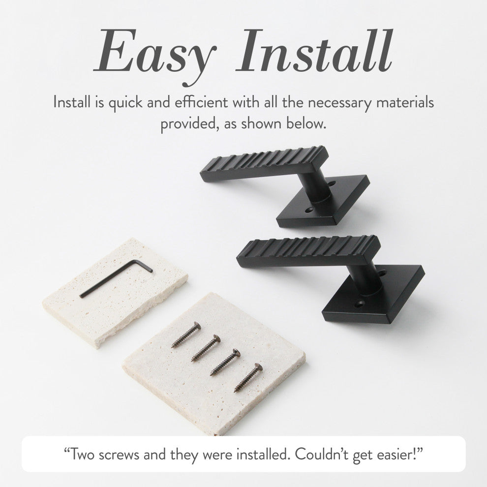 Modern Heavy Duty Designer Interior Door Lever - Groove Collection, Matte Black, Double Dummy