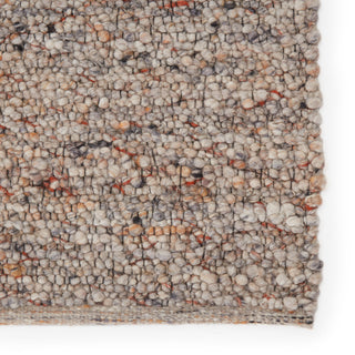 Hadren Handmade Solid Gray and Brown Area Rug, Light Gray and Tan, 9'x12'