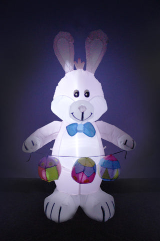 4' Party Inflatable Bunny w/Color Eggs, Yard Decoration