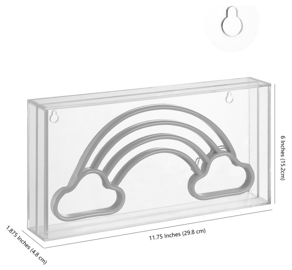 Rainbow 11.75" Glam Acrylic Box USB Operated LED Neon Light, Multi-Colored