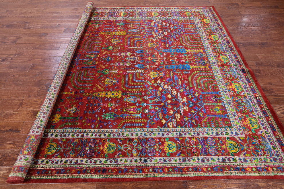 9' Square Persian Ziegler Handmade Wool & Silk Rug - Q13721