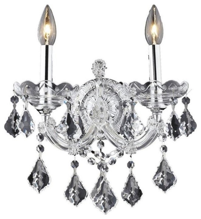 Elegant Maria Theresa Wall Sconce, Chrome Finish With Royal Cut Crystal