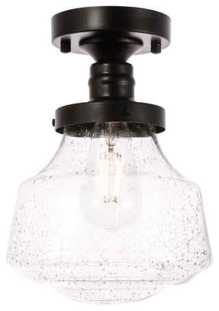 Lyle 1 Light Flush Mount in Black with Clear Seeded Glass