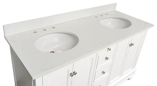 Bella 60" Bathroom Vanity, White, Quartz, Double Vanity