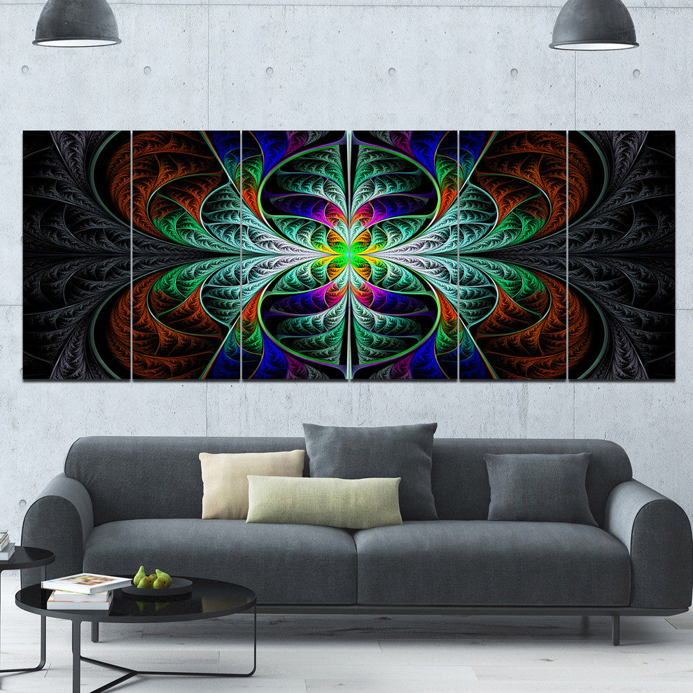 Fabulous Blue Fractal Texture, Abstract Canvas Art Print, 70"x28", 6 Panels