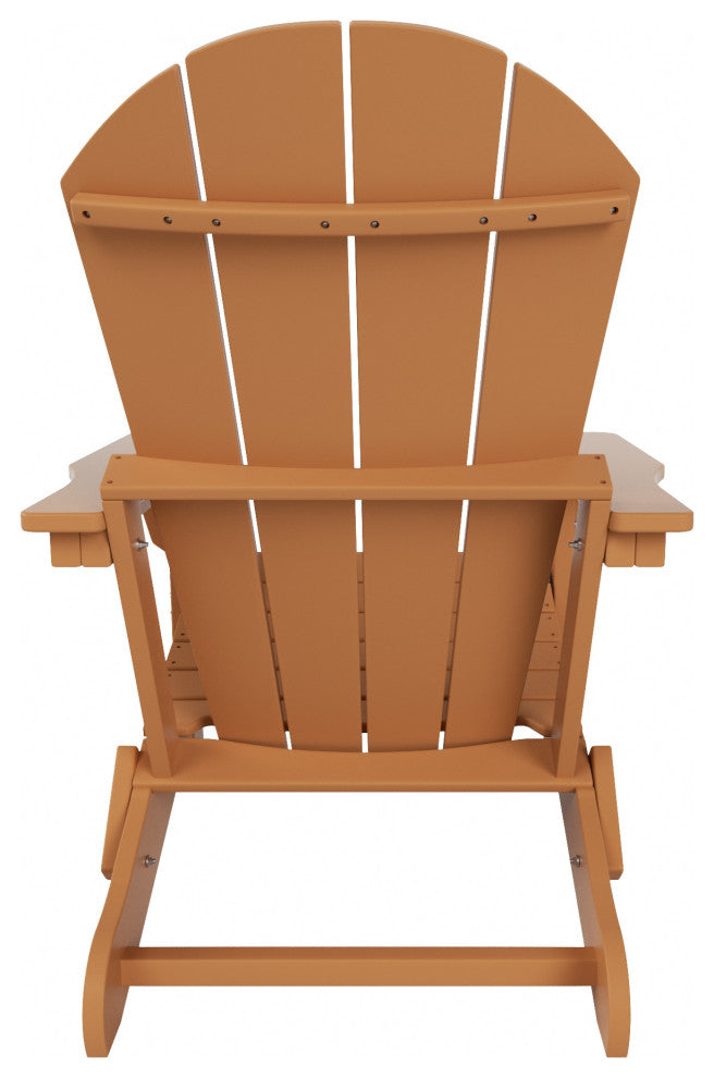 HDPE Outdoor Patio Folding Poly Adirondack Chair, Teak