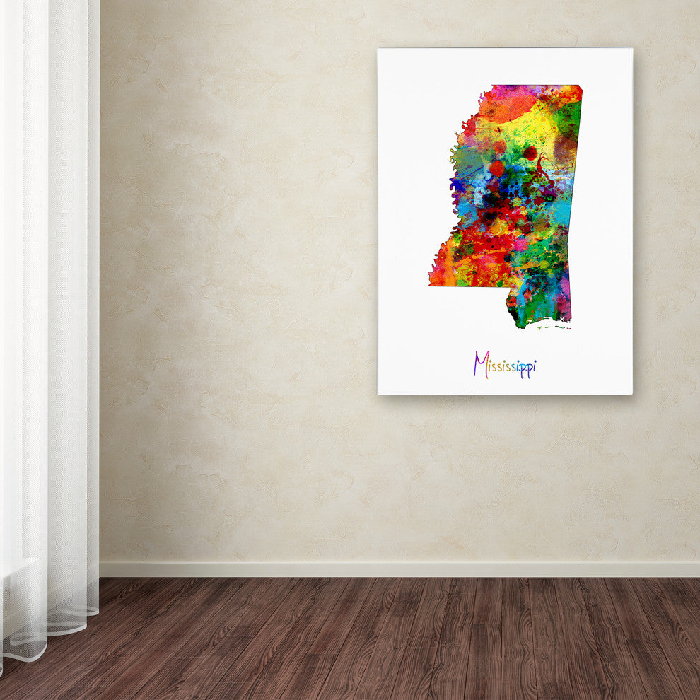 "Mississippi Map" Canvas Art by Michael Tompsett