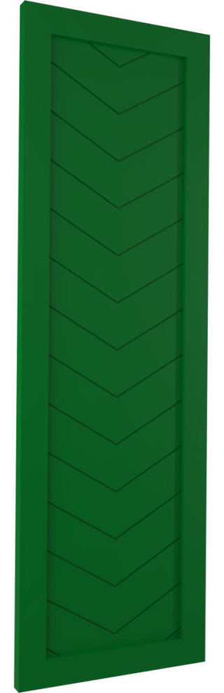 18"W True Fit PVC Single Panel Chevron Modern Style, Viridian Green, 77"H