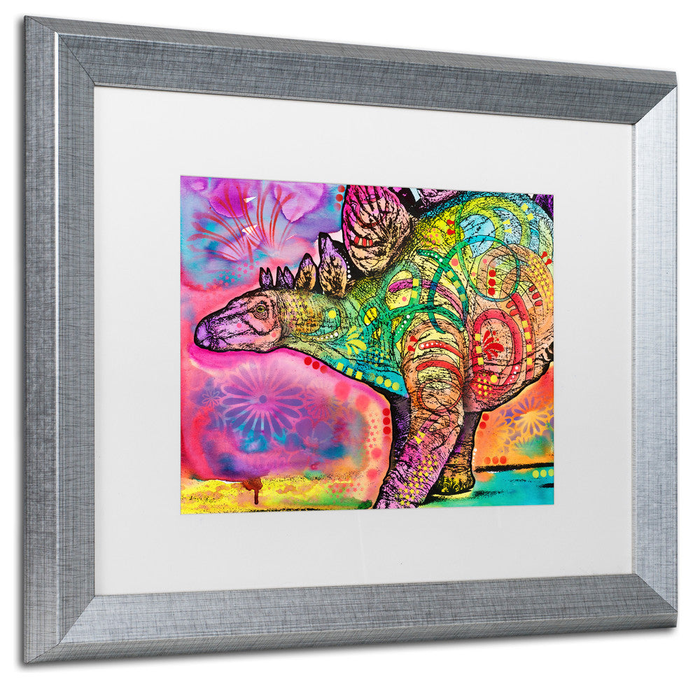 Dean Russo 'Stegosaurus' Matted Framed Art, Silver Frame, White Mat, 20x16