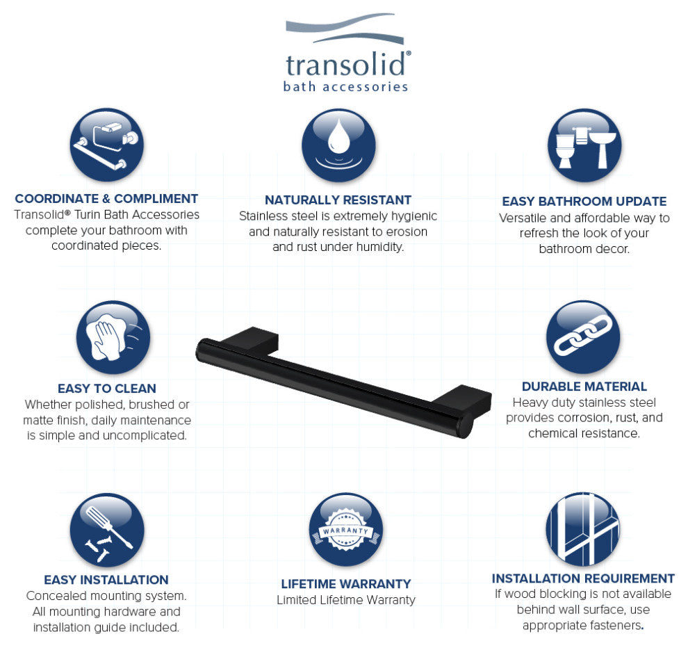 Transolid Maddox 24-inch Grab Bar, Black