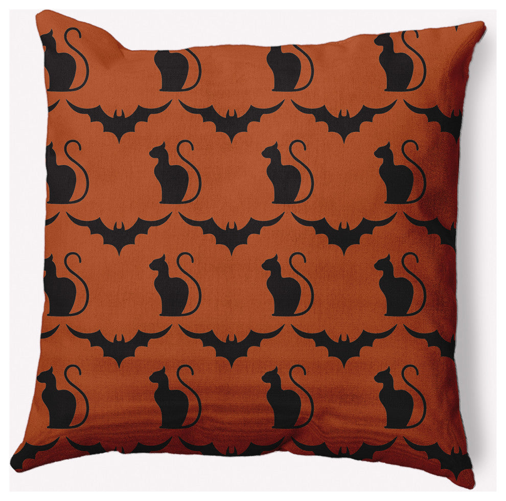 20" x 20" Cats and Bats Indoor/Outdoor Polyester Throw Pillow, Sienna
