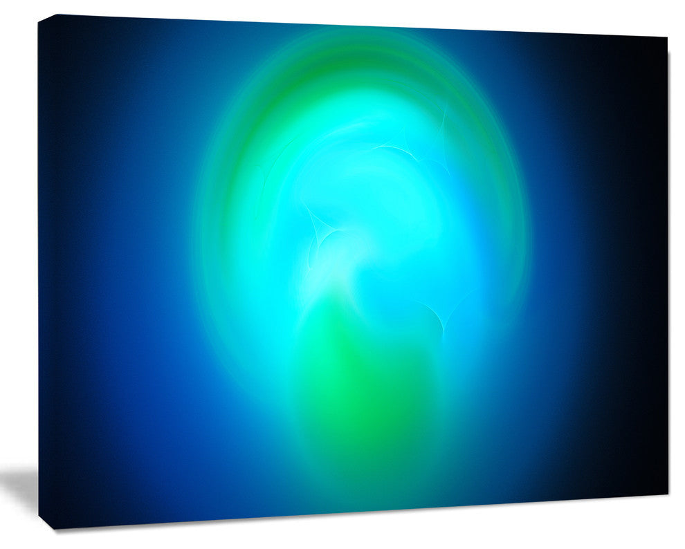 Blue Misty Sphere on Black, Abstract Canvas Art Print, 40x30