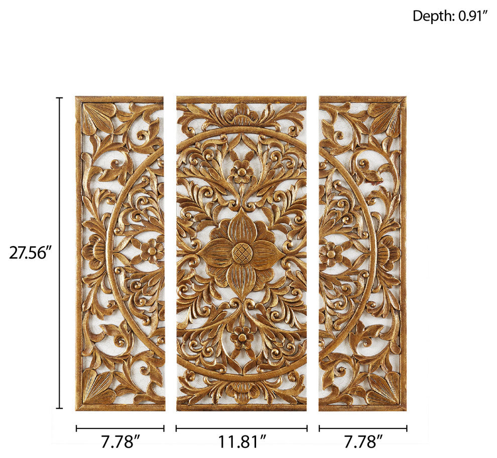 Madison Park Gold Medallion Triptych 3-Piece Dimensional Wall Art