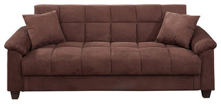 Microfiber Adjustable Sofa With 2 Pillows In Choco Brown