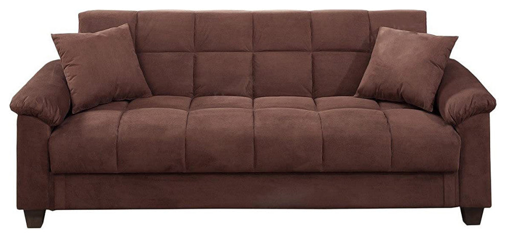 Microfiber Adjustable Sofa With 2 Pillows In Choco Brown