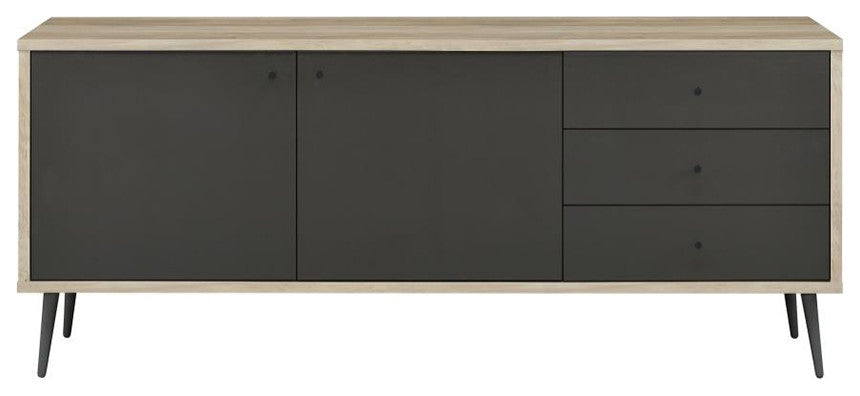 2 Doors and 3 Drawers Wooden Accent Cabinet, Gray and Antique Pine