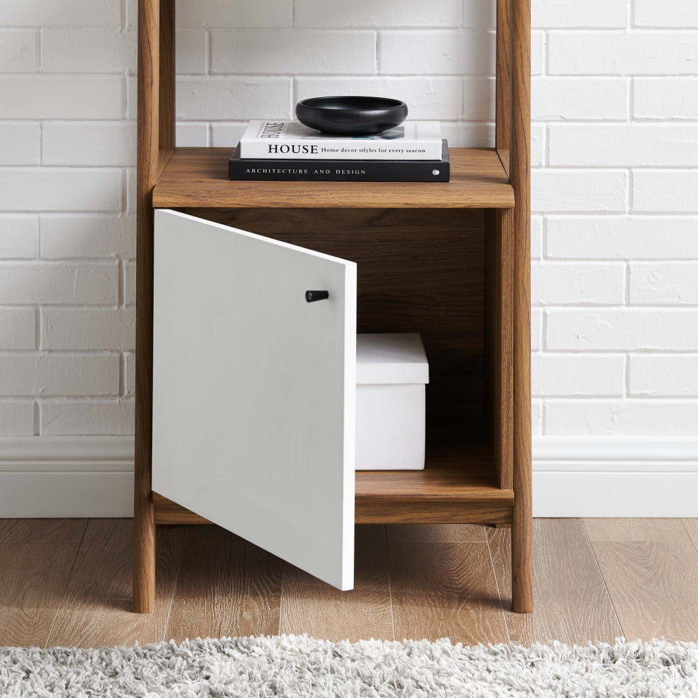 Bookcase Book Shelf Rack, Wood, Brown Walnut White, Modern, Lounge Hospitality