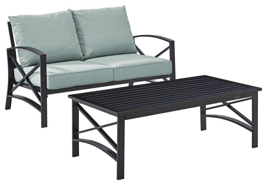 Kaplan 2Pc Outdoor Chat Set Mist/Oil Rubbed Bronze - Loveseat, Coffee Table