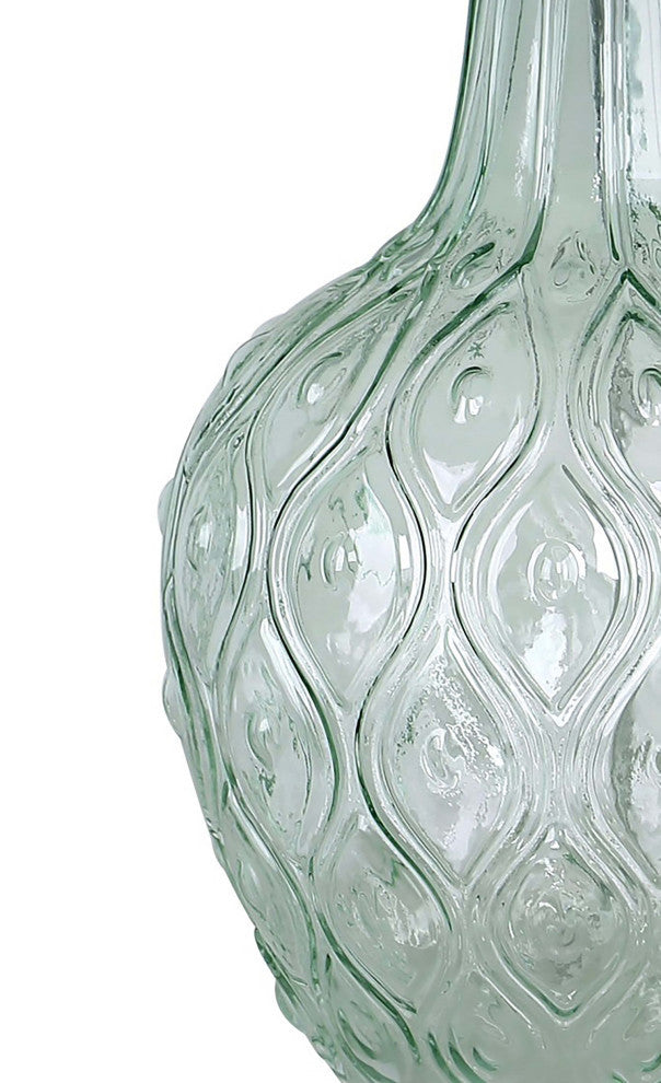 20.5" Recycled Glass Table Lamp, Patterned Base/Off-White Linen Shades, Set of 2