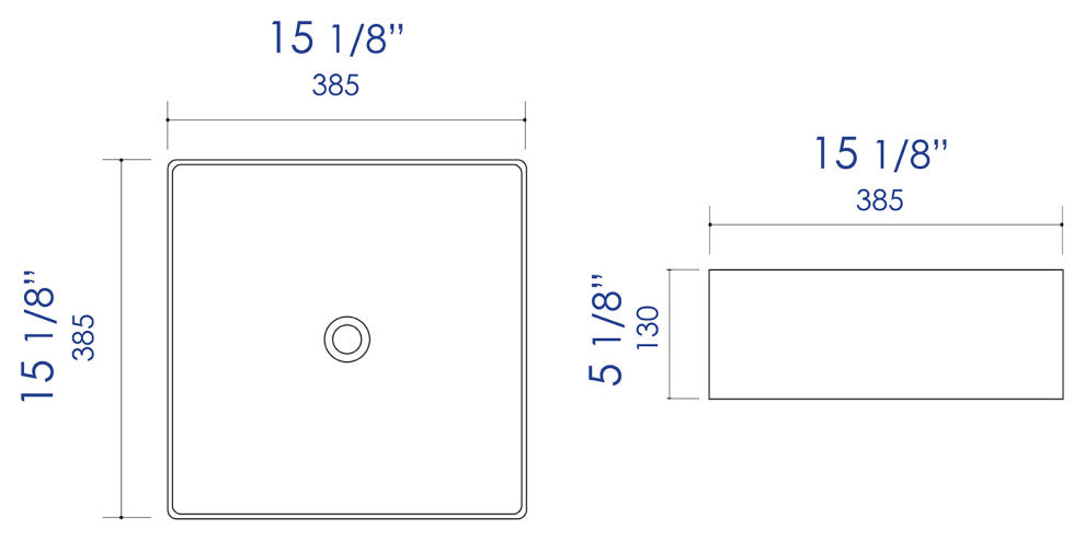 Alfi Brand Abc903-Bm Black Matte 16" Modern Square Above Mount Ceramic Sink