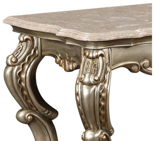 ACME Furniture Miliani Marble & Wood Sofa Table in Natural/Antique Bronze