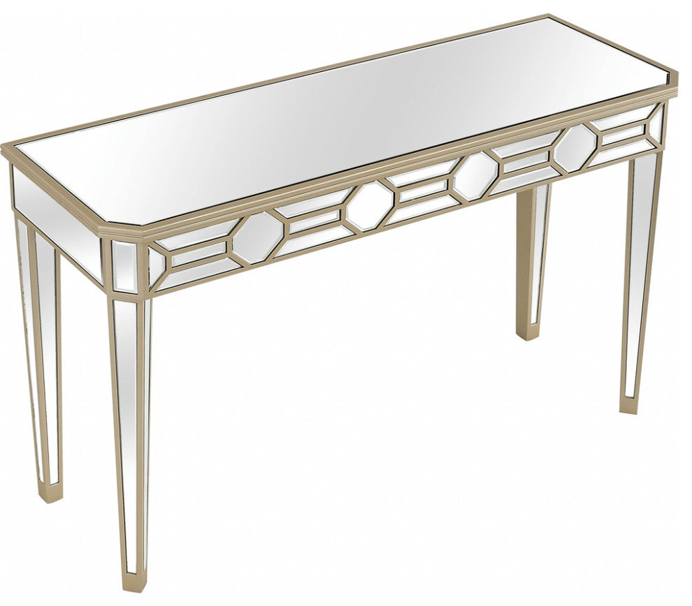 Gold Trimmed Mirrored Console Table