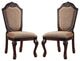 Set of 2 Upholstered Side Chair, Brown/Espresso Finish