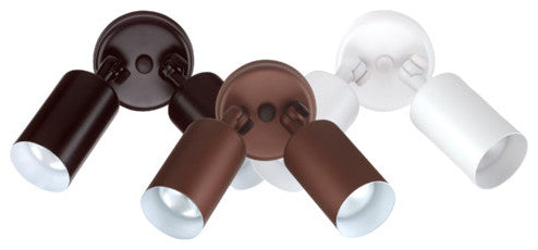 NICOR 100-Watt White Double Cylinder Adjustable Security Flood Light, Bronze