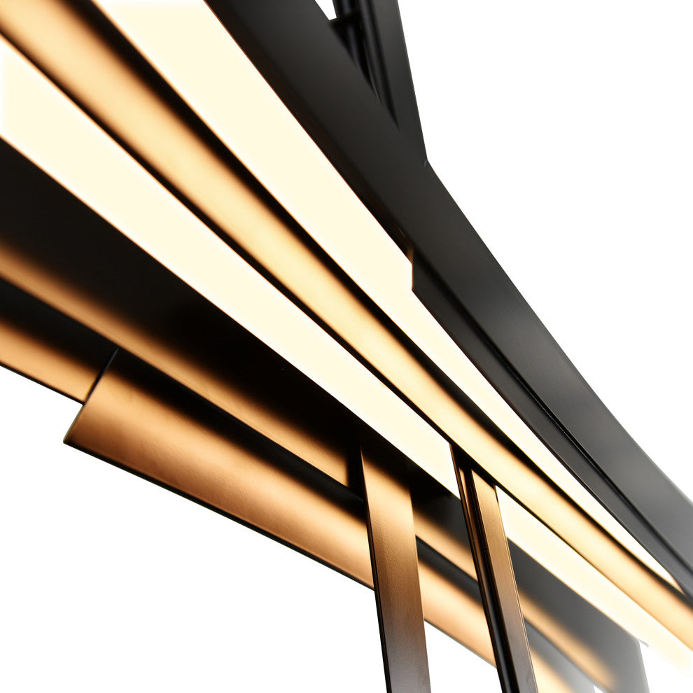 Solara Integrated LED Chandelier, Black, 50 Inches