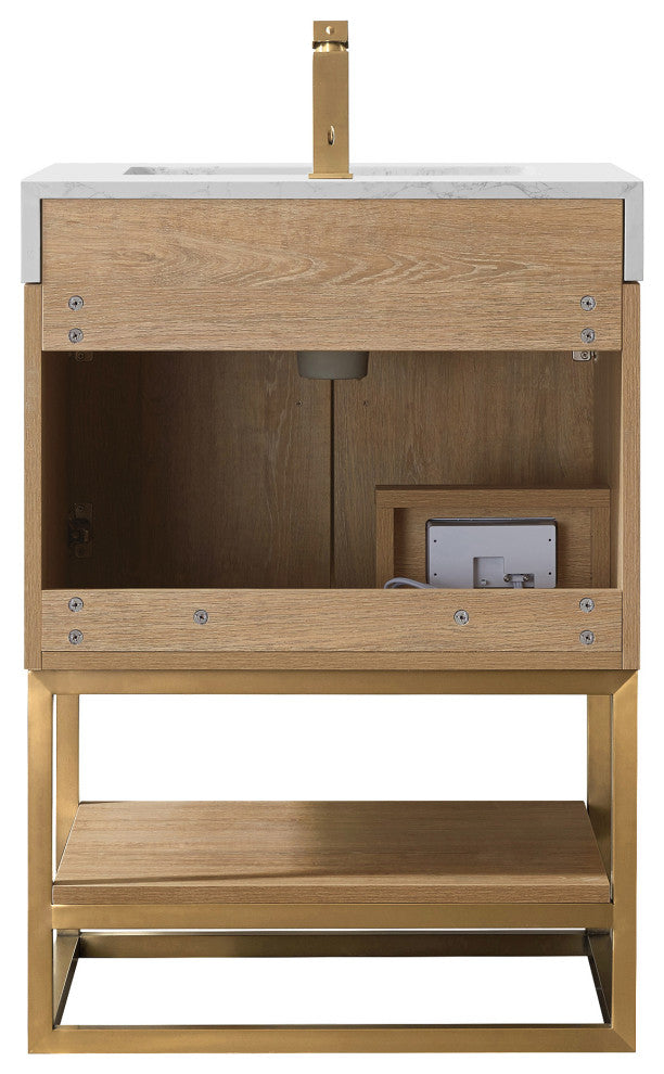 Alistair Vanity, North American Oak With Countertop, 24", With Mirror