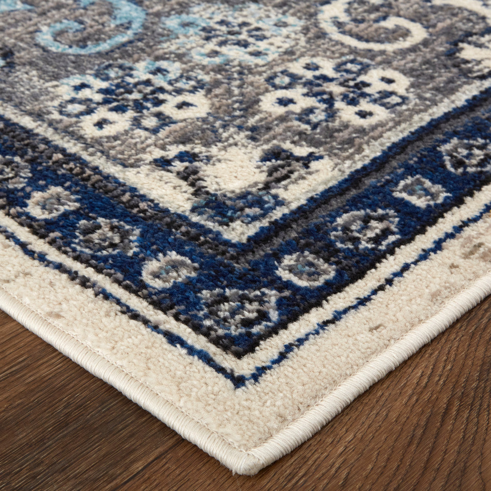 Weave & Wander Bellini Rug, Blue/Gray/Rust, 5ft-3in x 7ft-6in