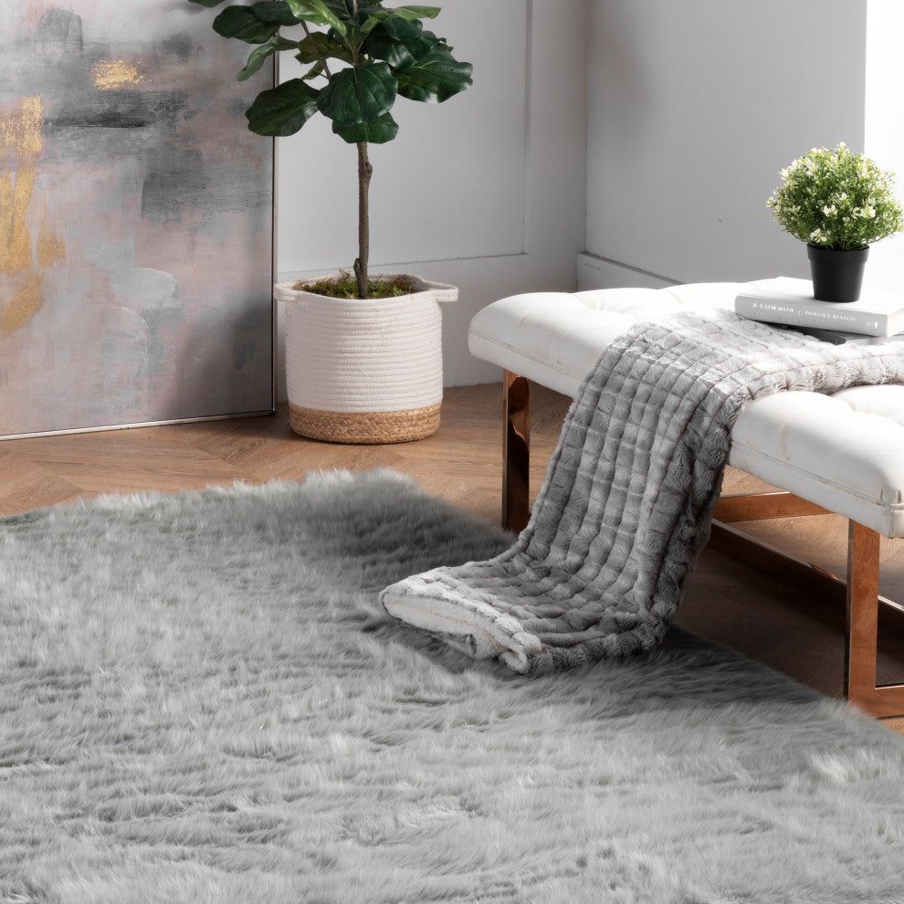 Nuloom Drummond Shag Area Rug, Grey 5'x7'