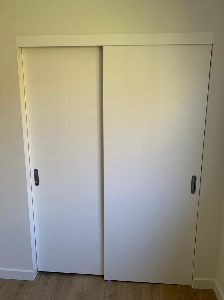 Sliding Closet Bypass Doors 48 x 80 & Hardware | Planum 0010 White Silk