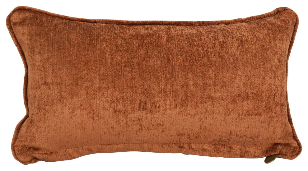 18" Double-Corded Jacquard Chenille Throw Pillows, Set of 2, Rust Solid