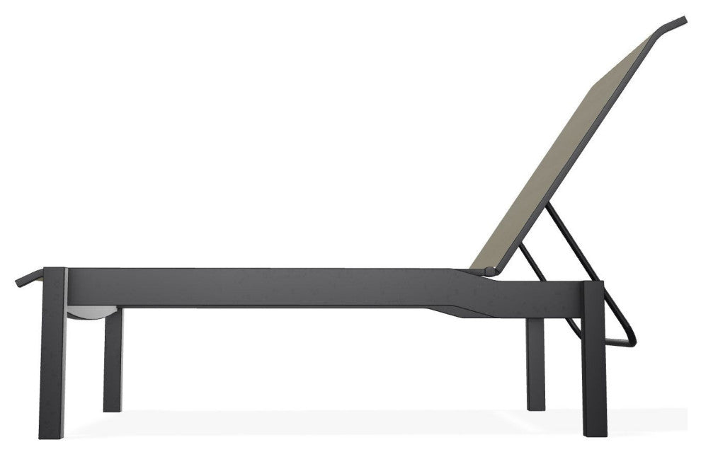 Leeward Sling Stackable Outdoor Chaise Lounge, Elevation Stone/Black