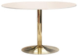 Kella Round Marble Top Dining Table White and Gold