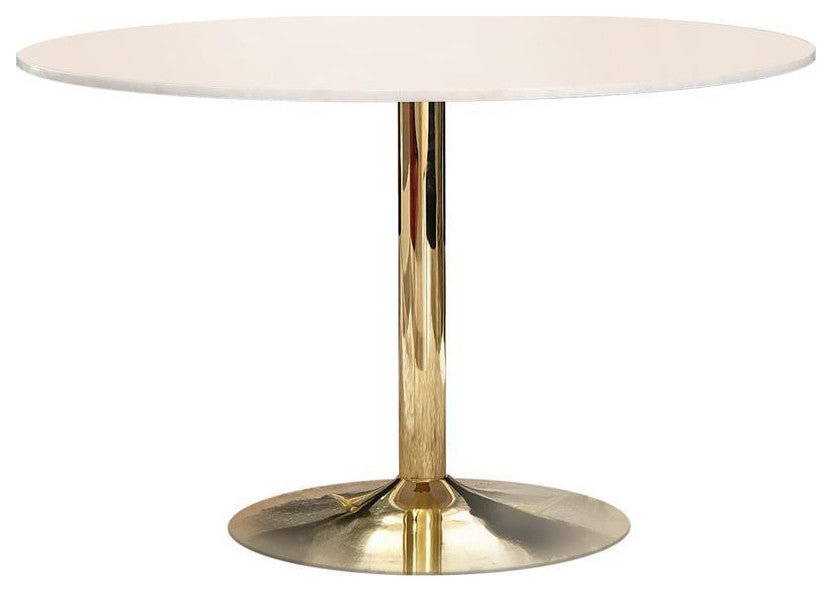 Kella Round Marble Top Dining Table White and Gold