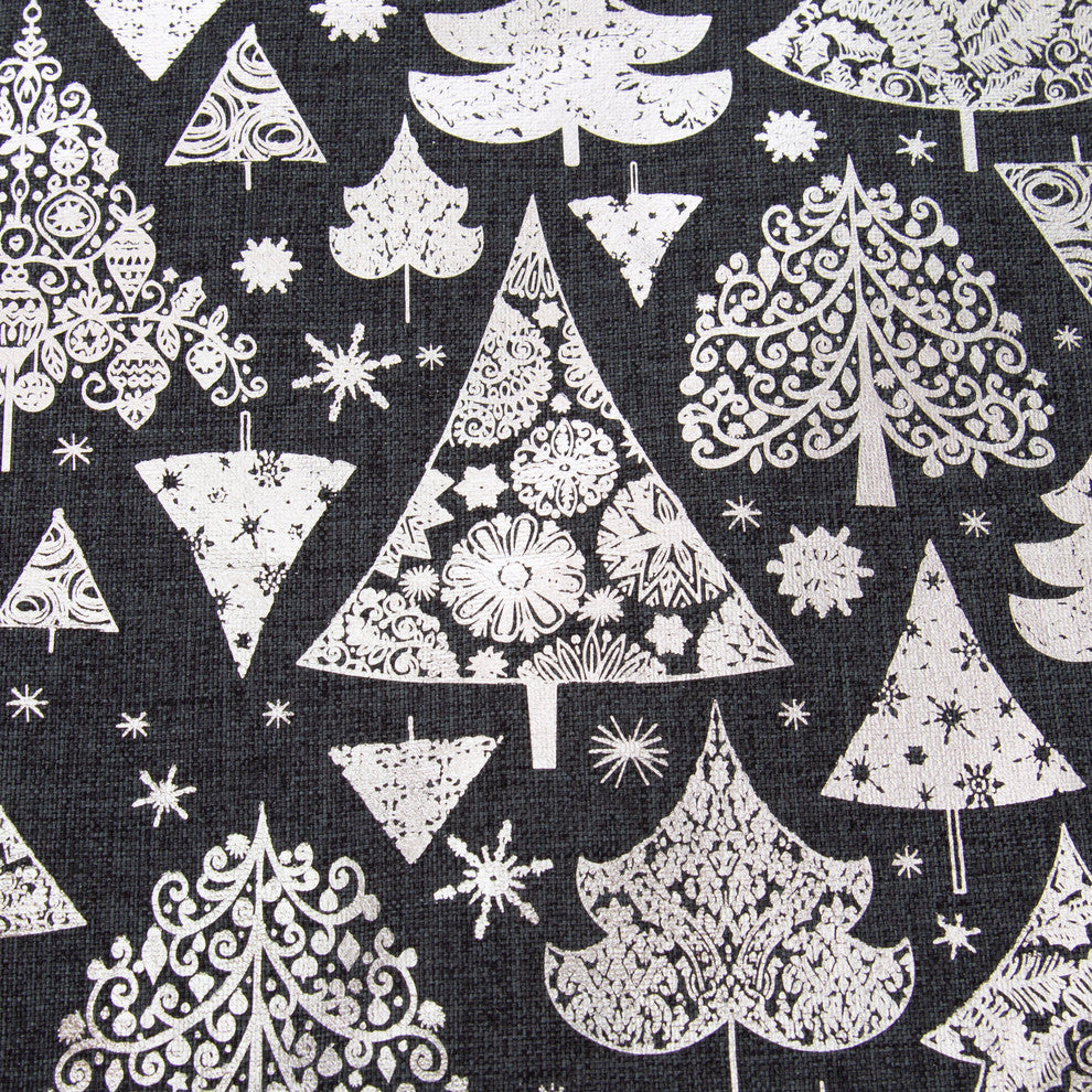 Metallic Christmas Trees Lumbar Pillow   Gray