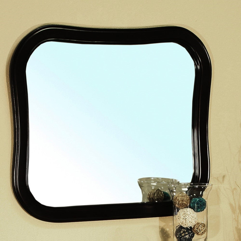 Solid Wood Frame Mirror, Black