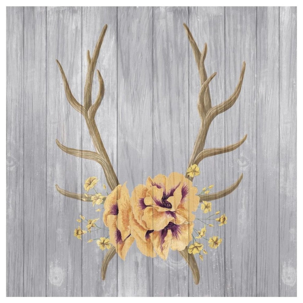 "Antlers and Poppies I Sq Spice" Digital Paper Print by Elyse DeNeige, 26"x26"
