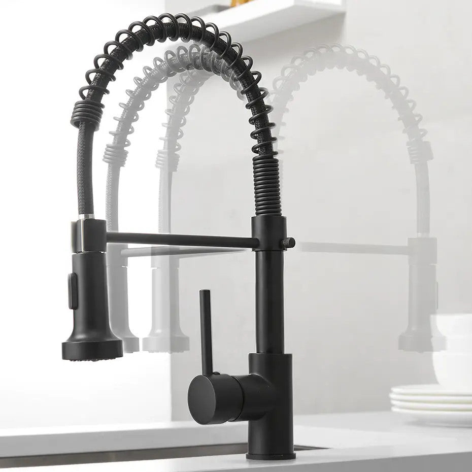 Solid Brass Pull Out Spring Spout Kitchen Faucet