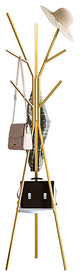 70.9" Modern Freestanding Coat Rack Hanging with Shelf Marble Base, Gold