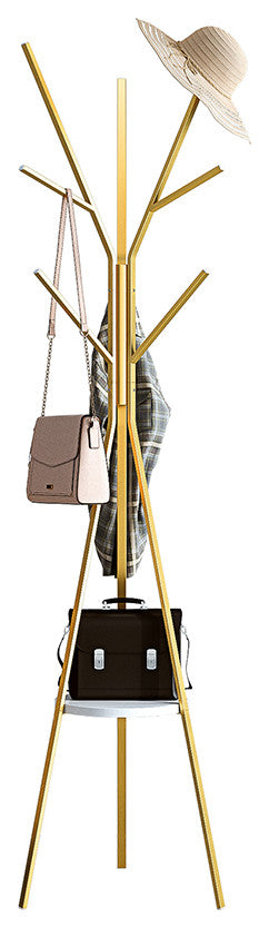 70.9" Modern Freestanding Coat Rack Hanging with Shelf Marble Base, Gold