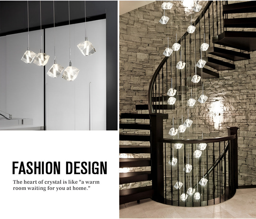 Nice | Crystal Staircase Chrome Chandelier, L26