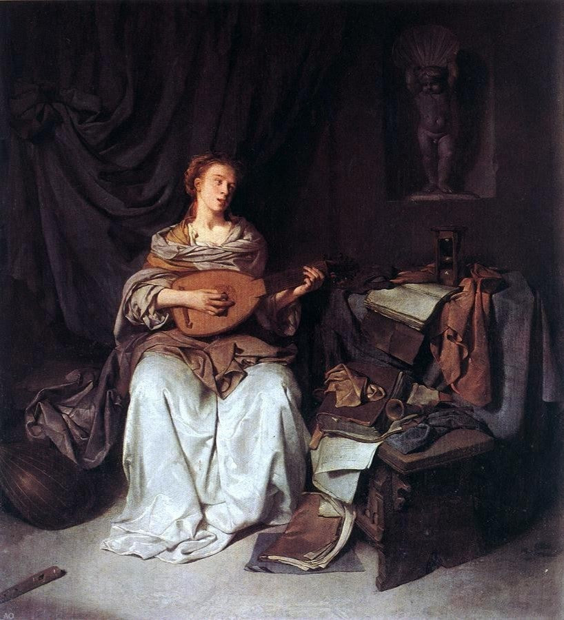 Cornelis Bega Woman Playing a Lute Wall Decal