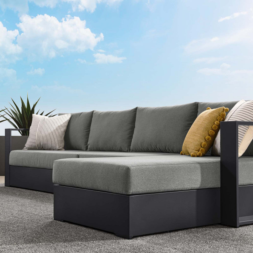 Tahoe Outdoor Patio Powder-Coated Aluminum 3-Piece Right-Facing Chaise Sectional